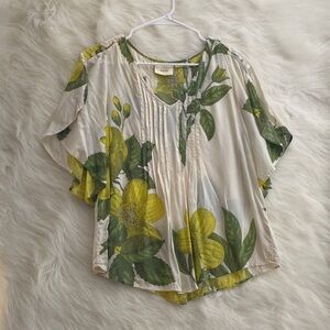 Maeve Green and Yellow Floral Blouse